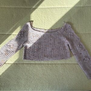 Cropped Free People off Shoulder Purple Sweater Size L